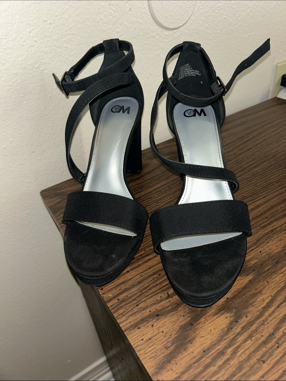 Othr Black Strappy Block Heel Sandals with Ankle Wrap